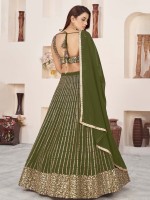 Olive Green Georgette Lehenga Choli